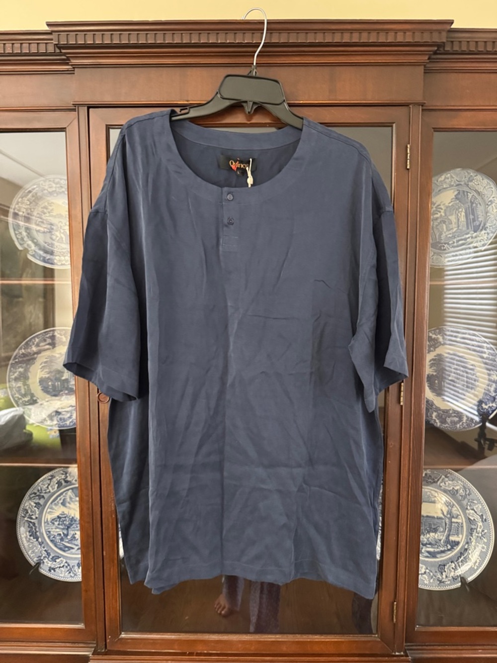 Quince Navy Short Sleeve Henley Tee